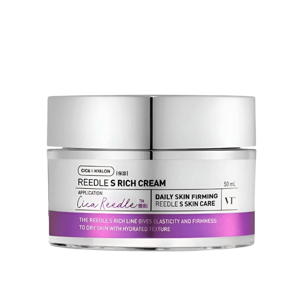 VT Cosmetics Reedle Shot Lifting Cream 50 ml s peptidmi a kyselinou hyalurónovou, ktoré posilňujú kožnú bariéru a dodávajú pleti pevnejší a hladší vzhľad.