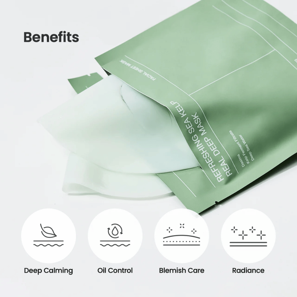 Výhody Refreshing Sea Kelp Real Deep Mask:
🌿 Hlboký upokojujúci účinok
💧 Kontrola oleja
✨ Starostlivosť o nedokonalosti
🌟 Lesk a žiarivá pokožka