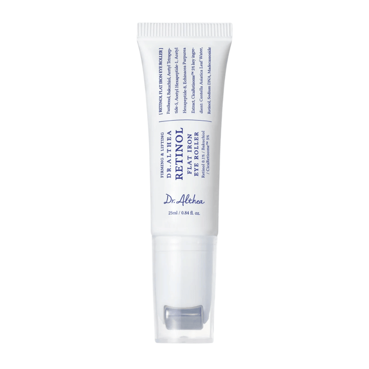 Dr. Althea Retinol Flat Iron Eye Roller – očné sérum s retinolom a aplikátorom s valčekom, ktoré znižuje vrásky, tmavé kruhy a unavenú pokožku.
