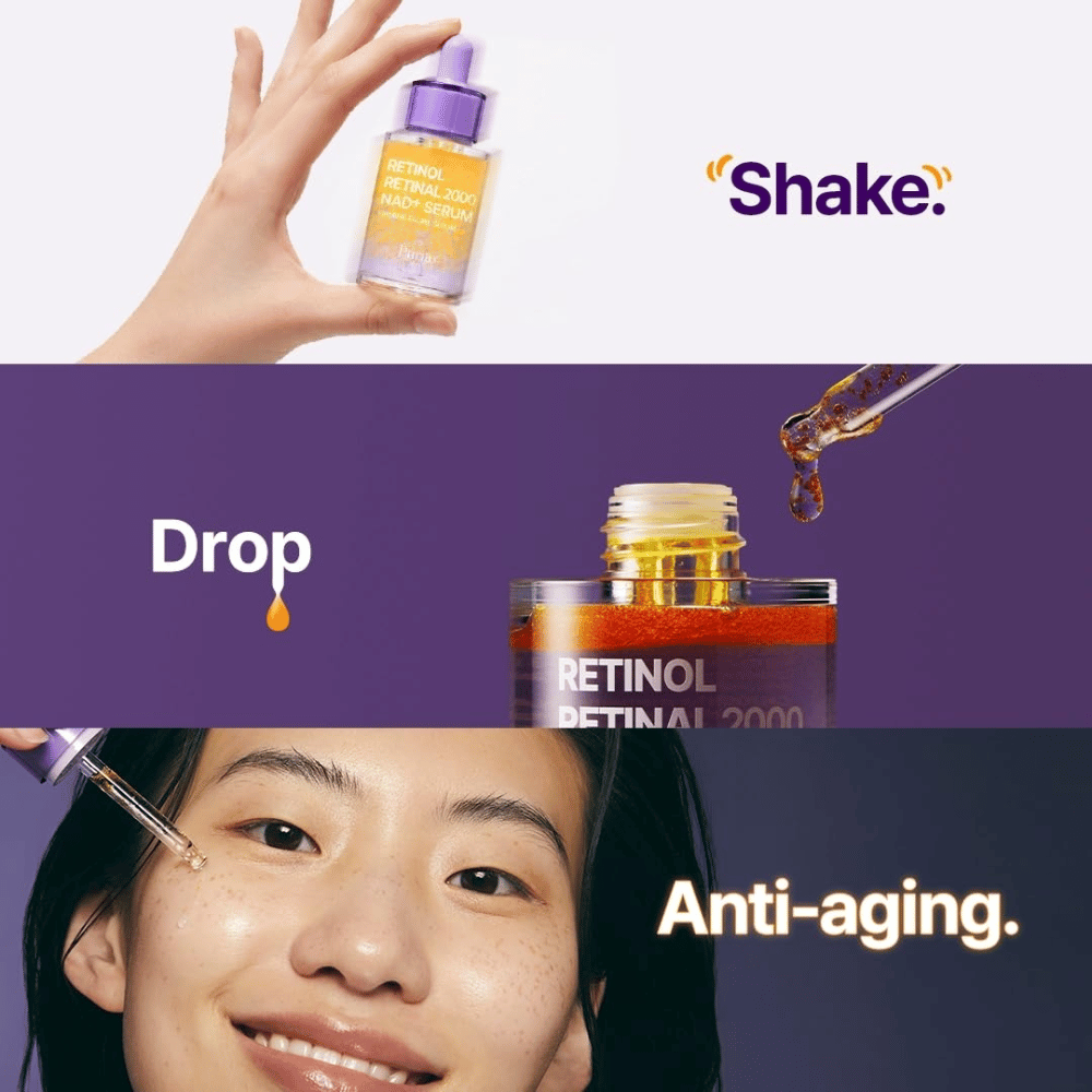 PURITO SEOUL Retinol Retinal 2000 NAD+ Serum – anti-age sérum s retinolom a retinalom, ktoré sa nanáša pipetou pre pevnejšiu a zjednotenejšiu pleť.