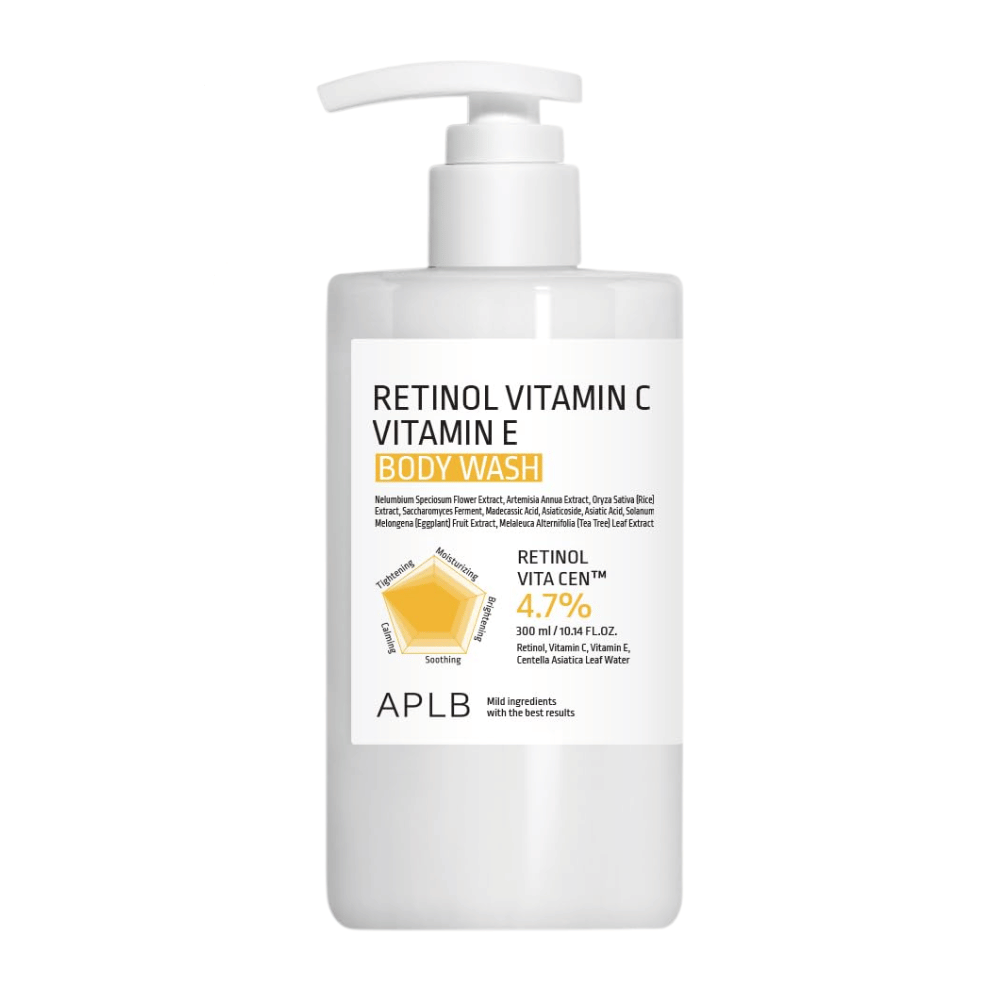 6. APLB Retinol Vitamin C Vitamin E Body Wash 300 ml – jemný a hydratačný sprchový gél s vitamínmi a retinolom