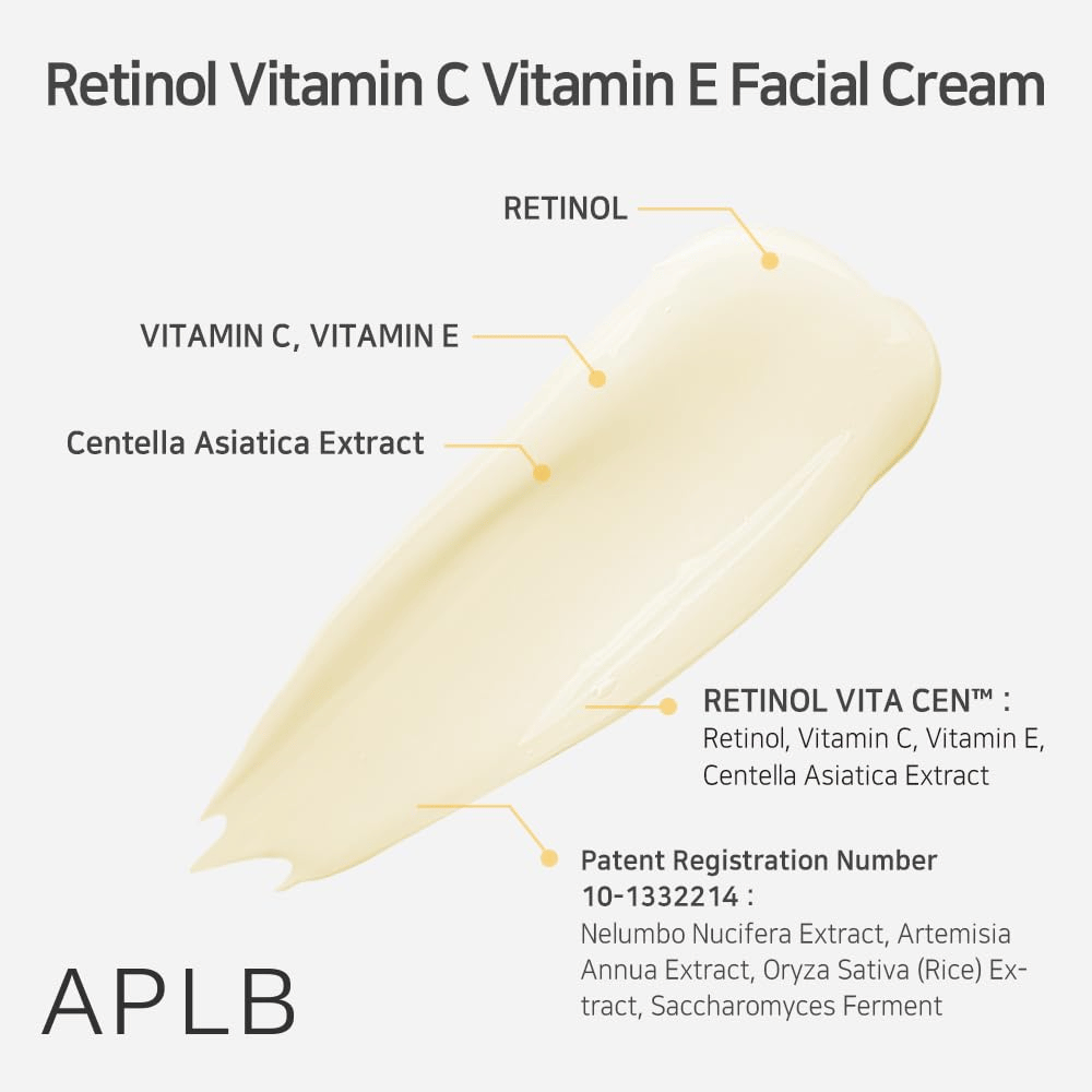 APLB Retinol Vitamin C Vitamin E Facial Cream s retinolom, vitamínom C, vitamínom E a centellou