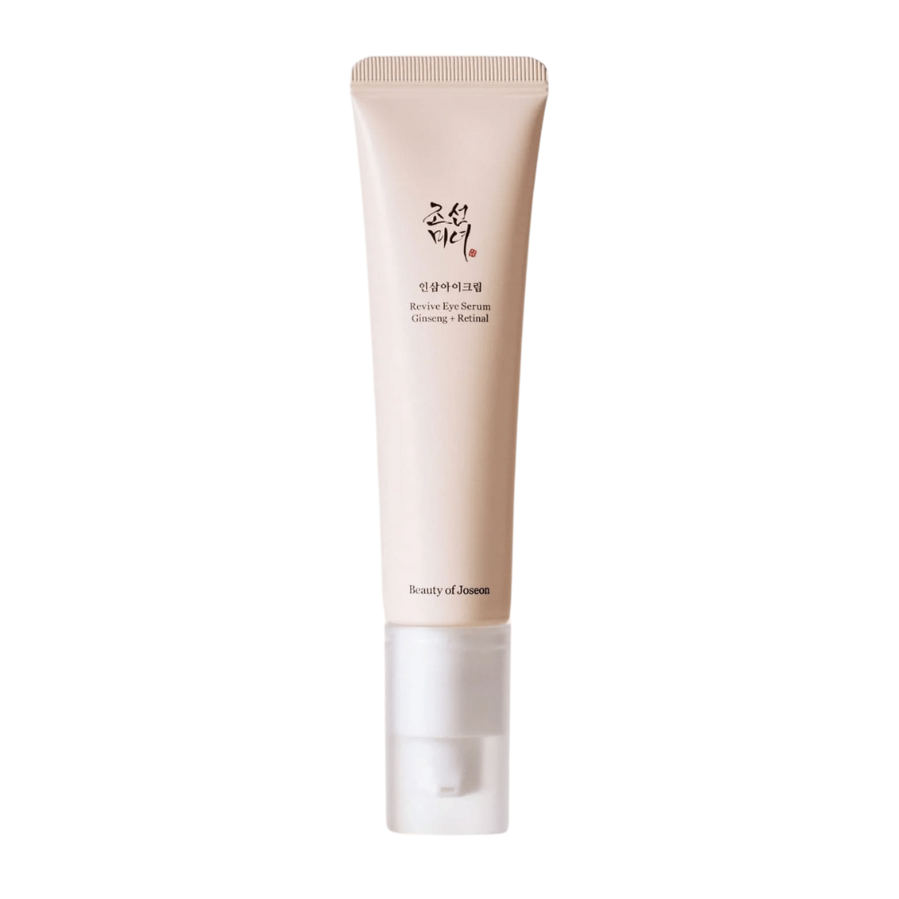 Beauty of Joseon Revive Eye Serum Ginseng + Retinal v béžovej tube – kórejské očné sérum, ktoré znižuje jemné linky a posilňuje pokožku okolo očí.