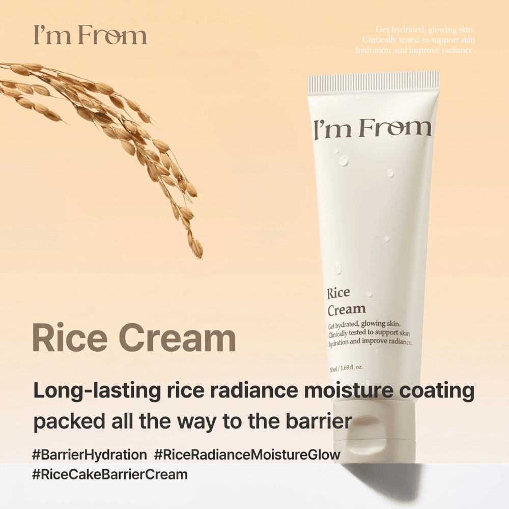 I'm From Rice Cream obohatený o ryžu Yeoju, ktorá hydratuje, zjemňuje a dodáva pleti prirodzený jas