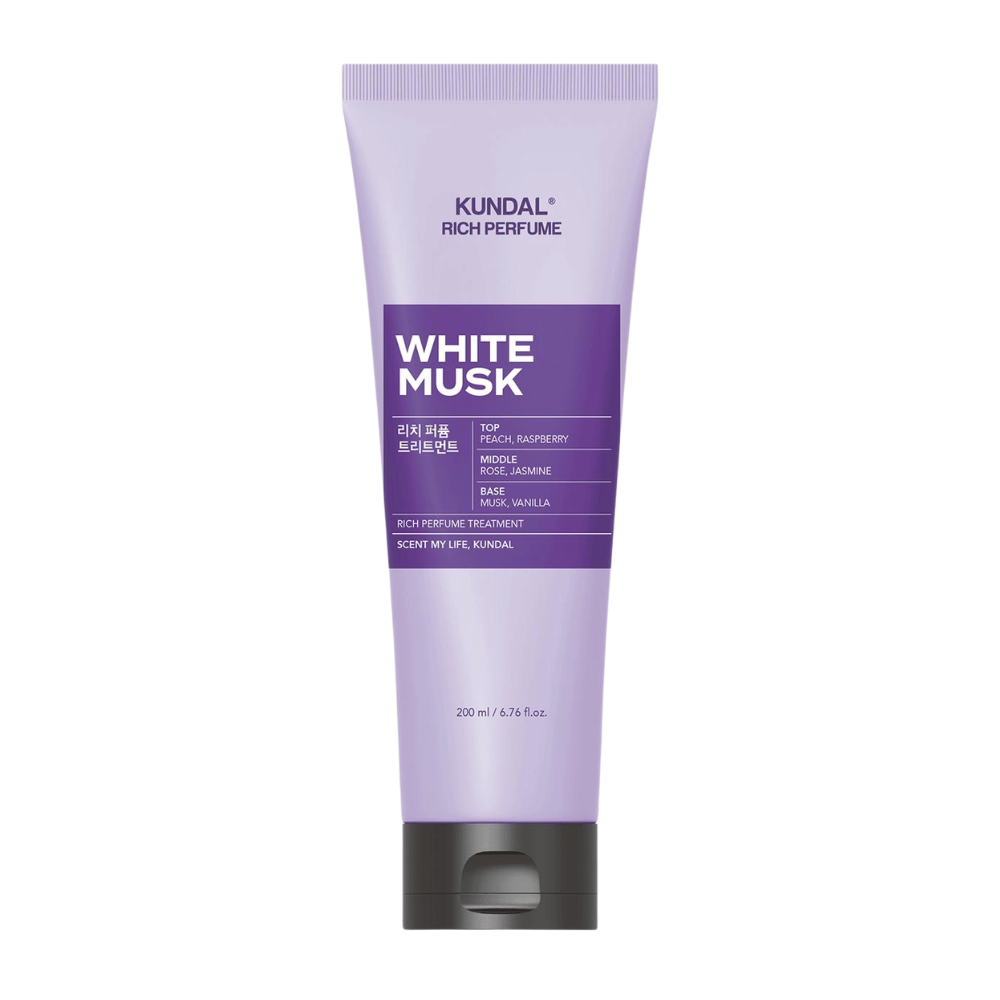 2. KUNDAL Rich Perfume Body Lotion White Musk 200 ml – hydratačné telové mlieko s vôňou broskyne, maliny, ruže, jazmínu, pižma a vanilky