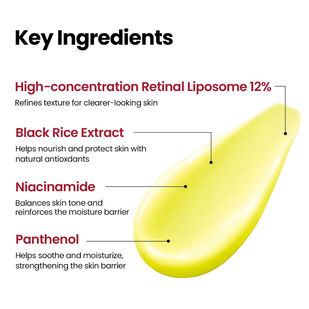 K-SECRET SEOUL 1988 Advanced Shot – koncentrovaná formula s Retinal Liposome 12 %, čiernou ryžou, niacínamidom a panthenolom.