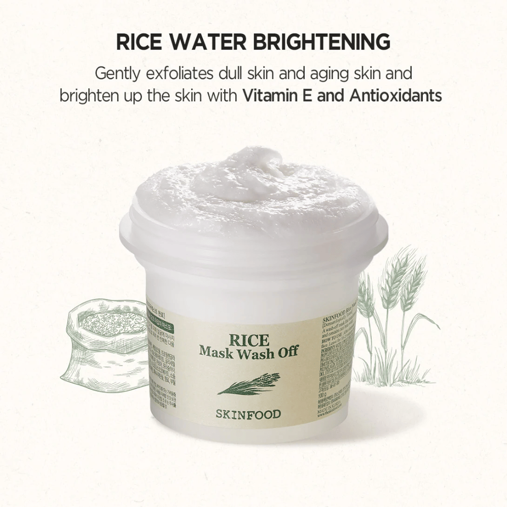 SKINFOOD's Rice Mask Wash Off 120g sa odporúča na zosvetlenie a pomoc pokožke.