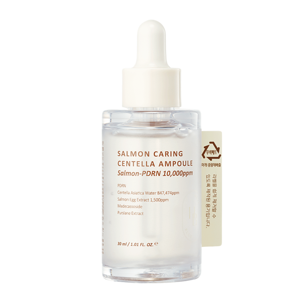 Heveblue Salmon Caring Centella Ampoule Salmon-PDRN 10,000ppm – kórejské sérum na upokojenie začervenania, posilnenie kožnej bariéry a hydratáciu pokožky