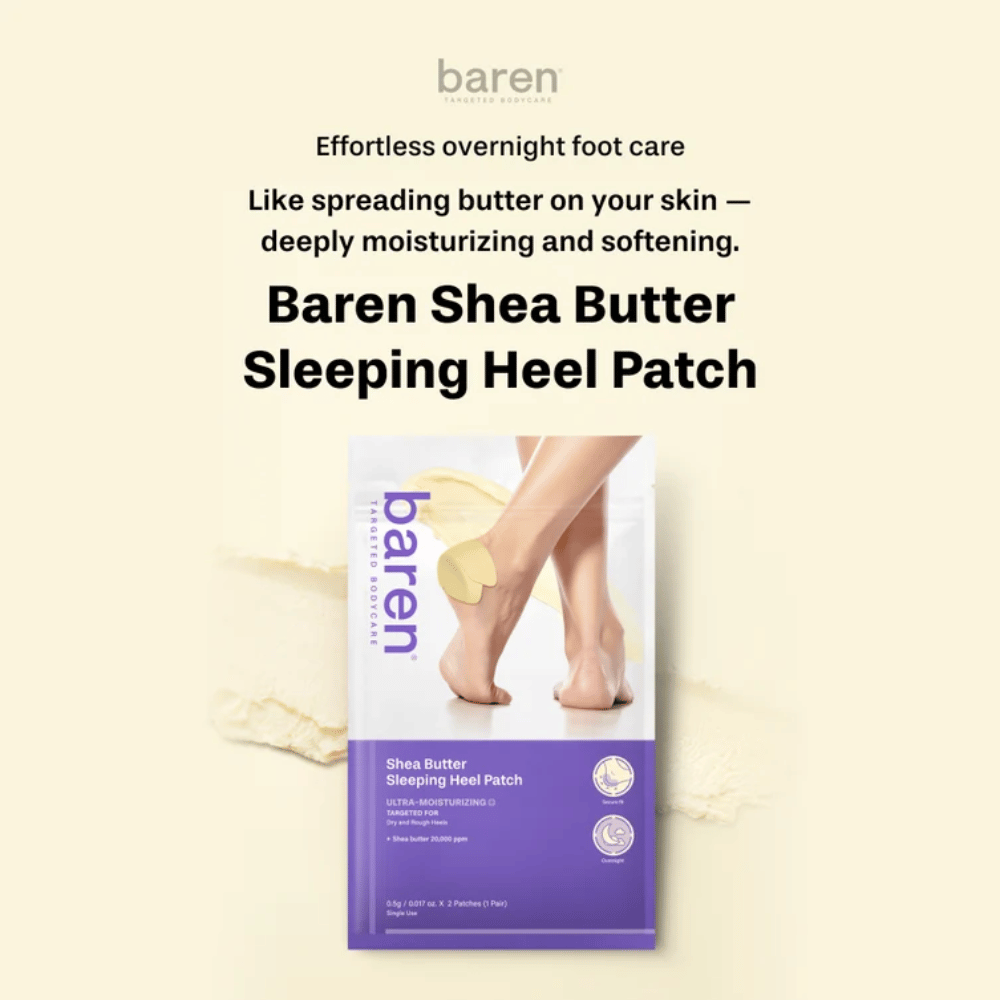 BAREN Shea Butter Sleeping Heel Patch – hydratačná nočná kúra s bambuckým maslom na suché päty
