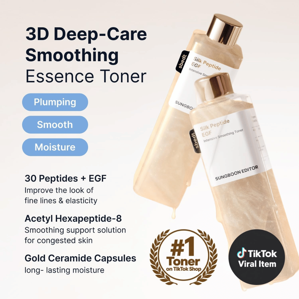 SUNGBOON EDITOR Silk Peptide EGF Intensive Smoothing Toner – essence toner s peptidmi, EGF a ceramidmi