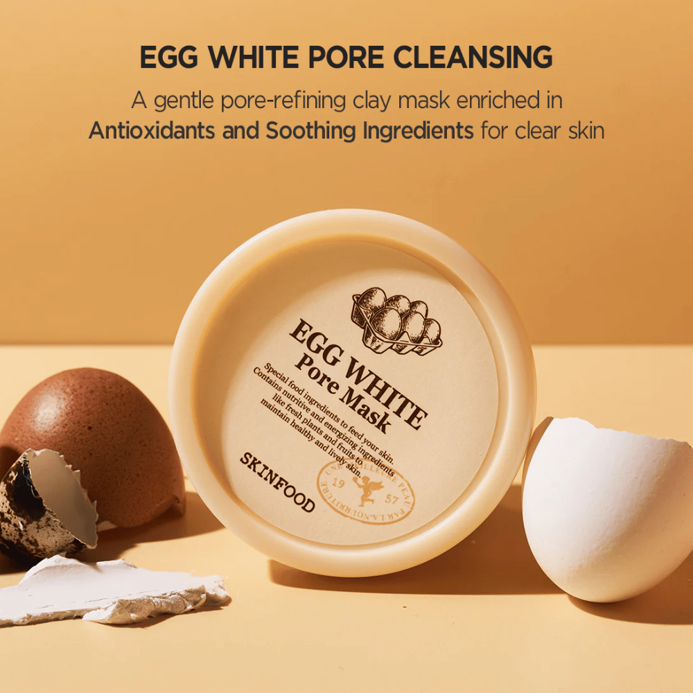 SKINFOODs Egg White Pore Mask 120g je ideálna pre zlepšenie pleti.