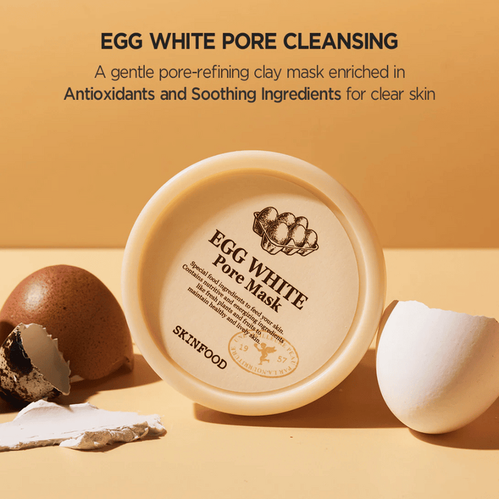 SKINFOODs Egg White Pore Mask 120g je ideálna pre zlepšenie pleti.