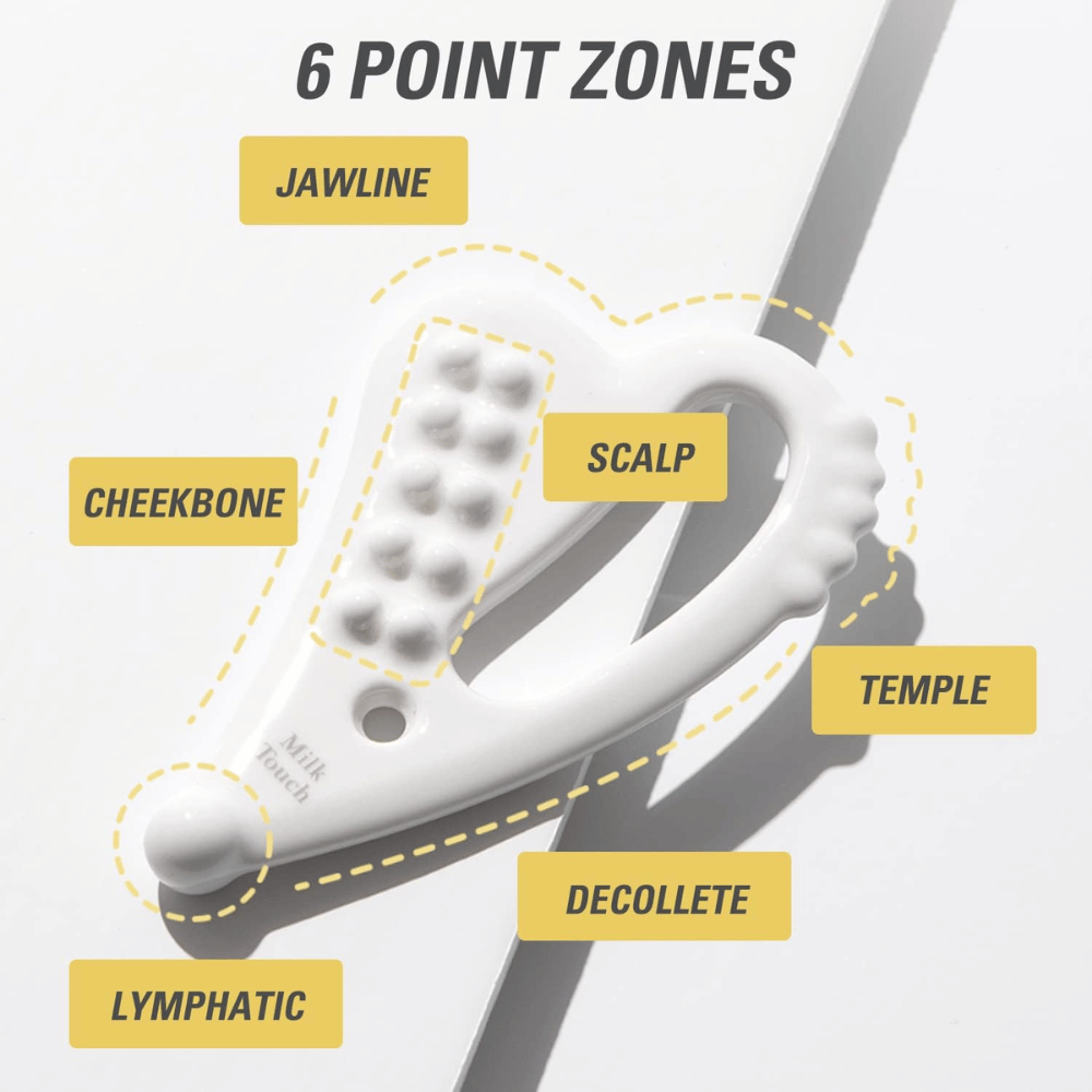 6-bodové zóny Slim Face Ceramic Gua Sha pre prirodzené kontúry od Milk Touch.