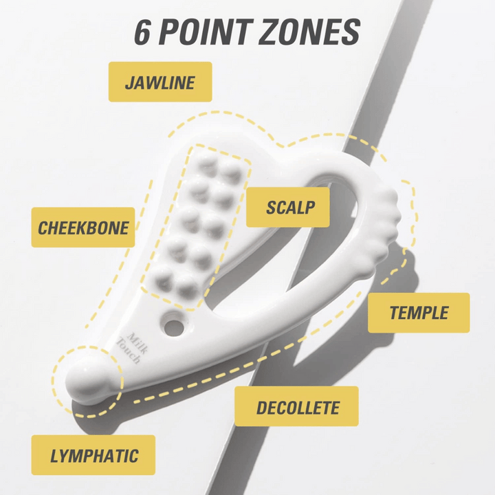 6-bodové zóny Slim Face Ceramic Gua Sha pre prirodzené kontúry od Milk Touch.