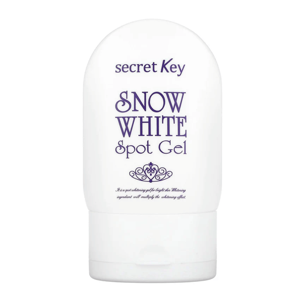 Obrázok produktu Secret Key Snow White Spot Gel v bielom obale s fialovým textom.