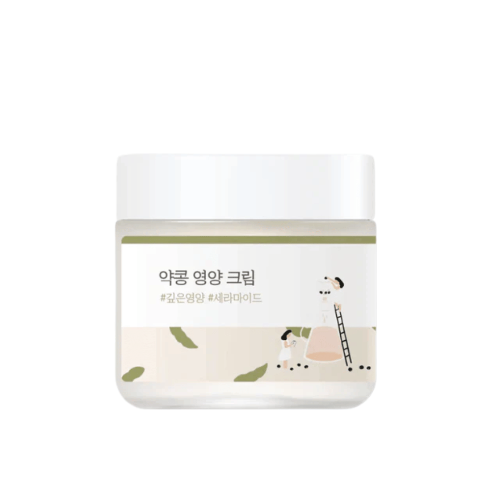 Mixsoon Soybean Nourishing Cream v sklenenej nádobe s bielym viečkom a zelenou etiketou. Hlboko vyživujúci krém pre suchú a citlivú pokožku.