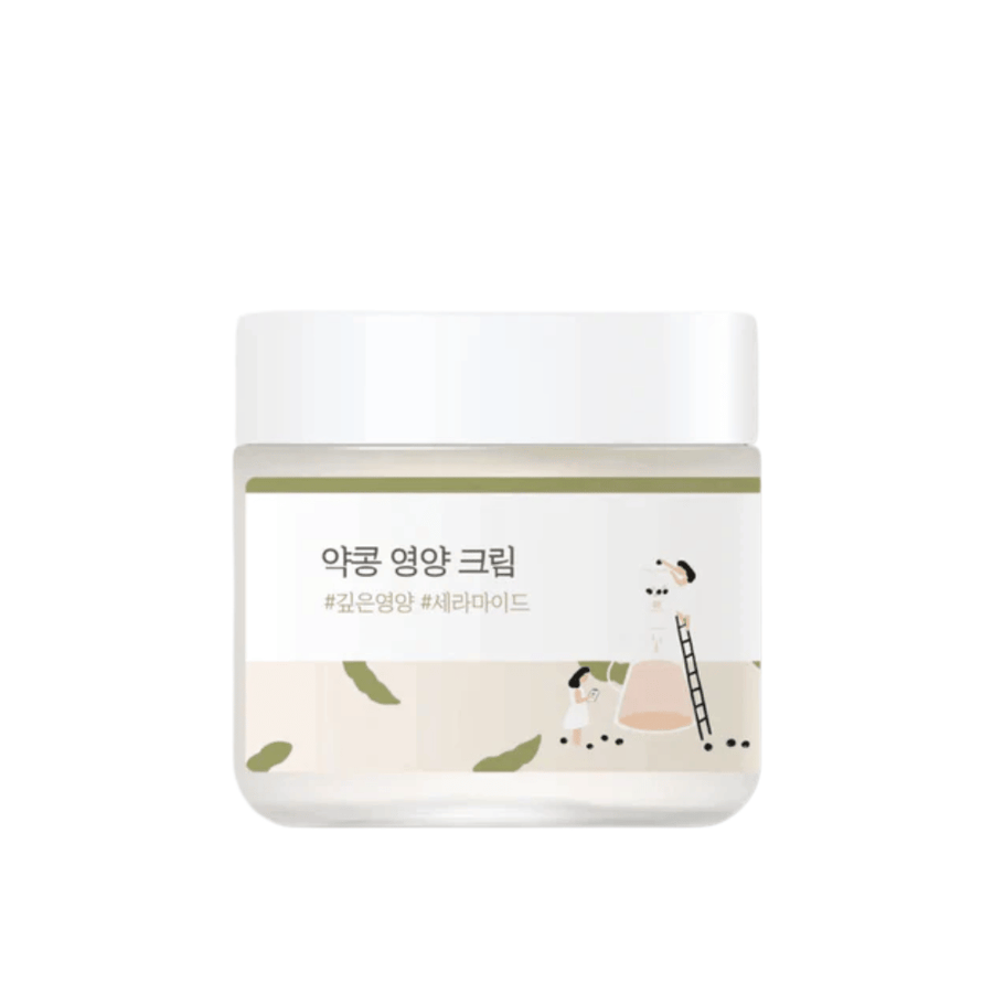 Mixsoon Soybean Nourishing Cream v sklenenej nádobe s bielym viečkom a zelenou etiketou. Hlboko vyživujúci krém pre suchú a citlivú pokožku.