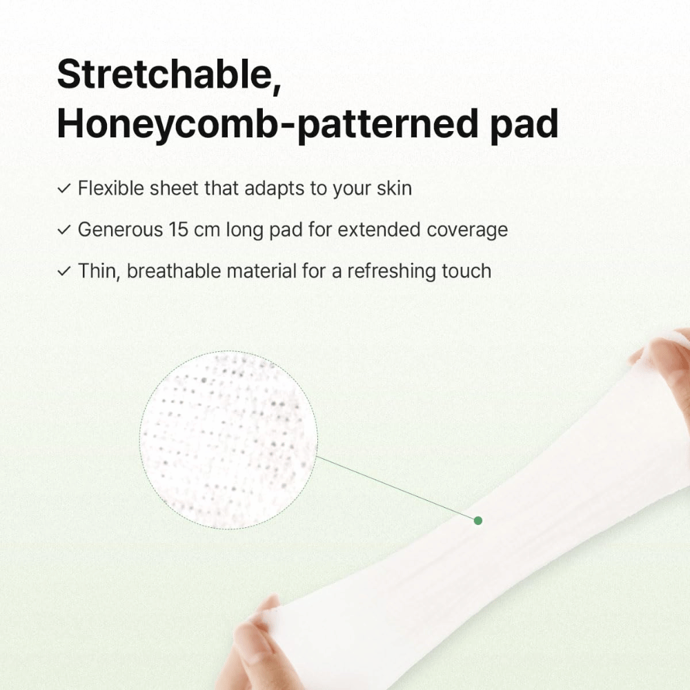 Obrázok – materiál / funkcia (elasticita + štruktúra)
Dr. Althea Stretchfit Calming Pad s elastickou honeycomb štruktúrou, ktorá sa prispôsobí pleti pre maximálne pokrytie a komfort.