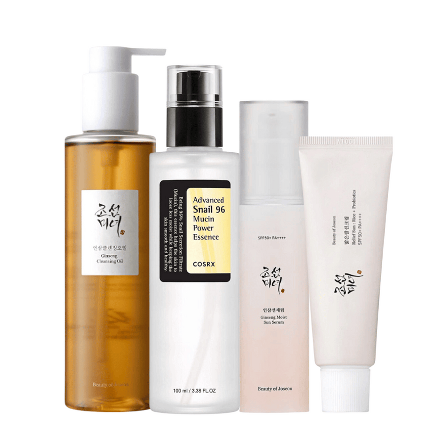 K-Beauty Summer Essentials Kit obsahuje esenciu s mucínom zo slimáka a čistiaci olej s ženšenom.