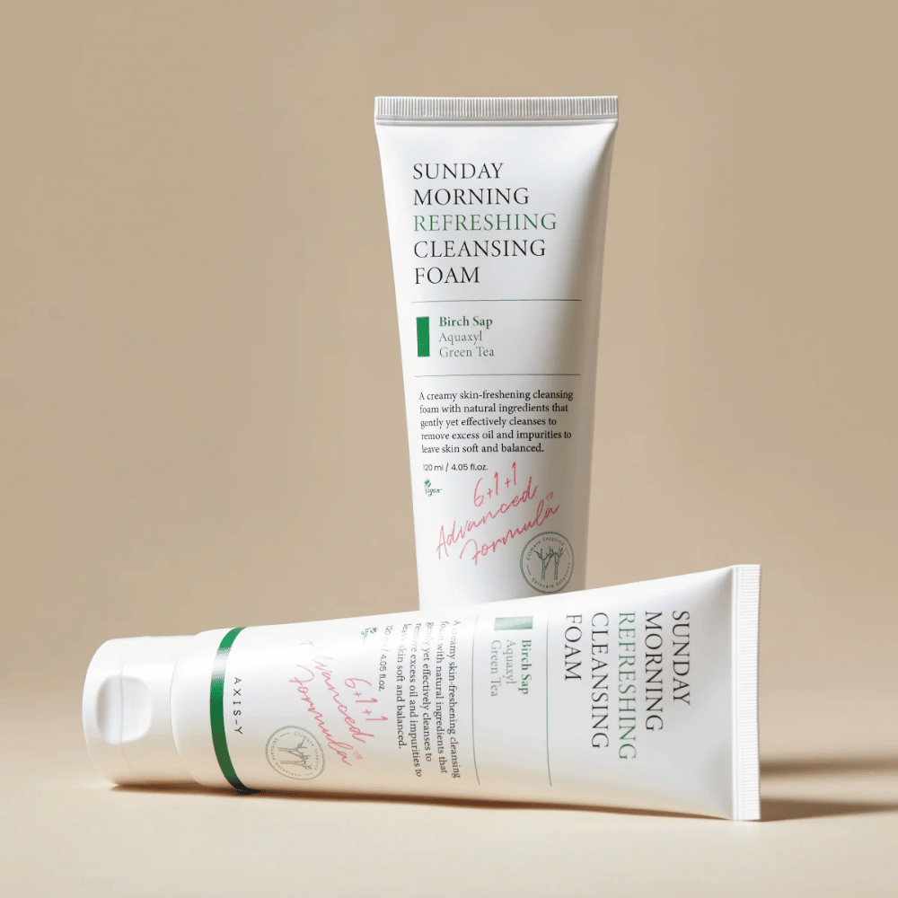 AXIS-Y Sunday Morning Refreshing Cleansing Foam s dvoma produktmi a prírodnými ingredienciami