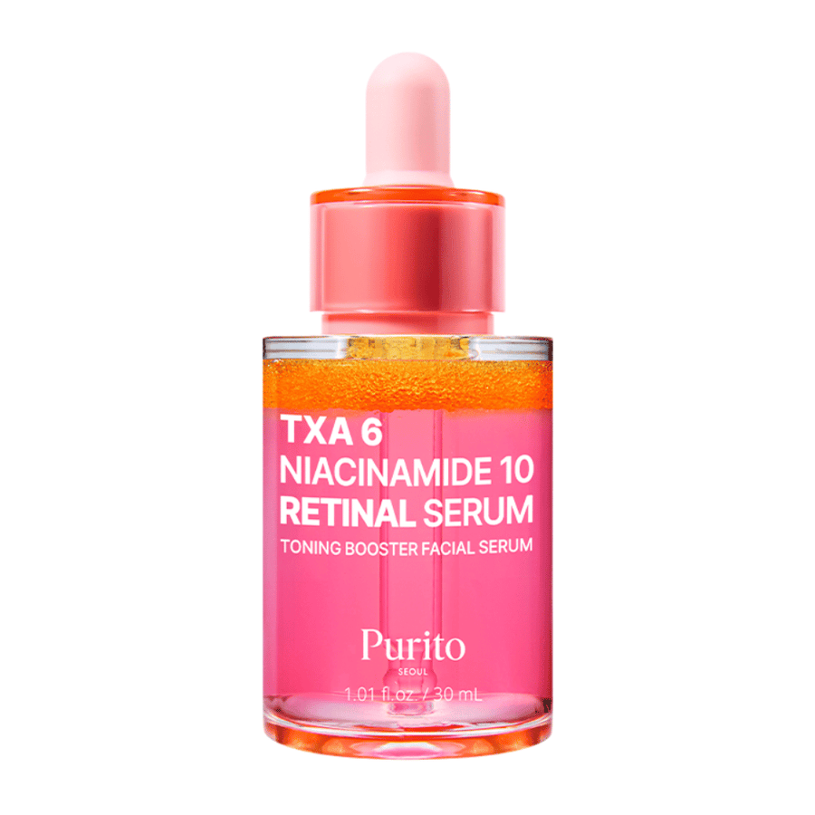 Obrázok produktu Purito TXA 6 Niacinamide 10 Retinal Serum 30 ml. Tónovacie booster sérum, ktoré zlepšuje štruktúru a žiarivosť pokožky.