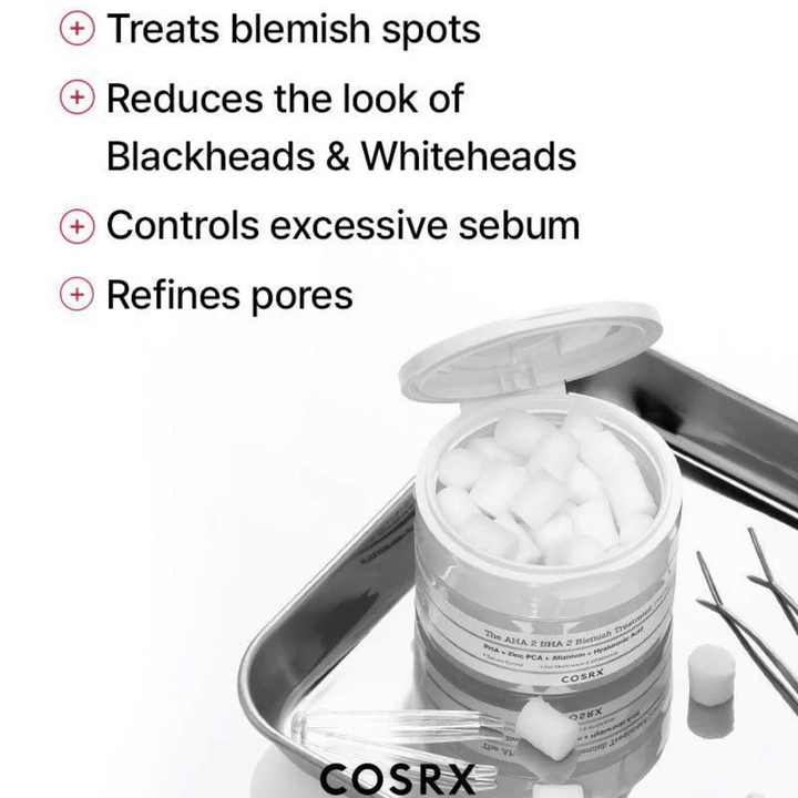 COSRX AHA 2 BHA 2 Blemish Treatment je účinný na liečbu akné, zníženie viditeľnosti čiernych bodiek a bielych bodiek, kontrolu prebytočného mazu a zjemnenie pórov. Perfektné pre čistejšiu pokožku.