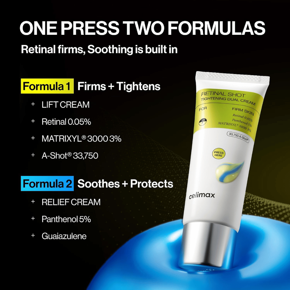 Celimax The Vita-A Retinal Shot Tightening Dual Cream – dvojité zloženie na spevnenie, hydratáciu a upokojujúcu starostlivosť o pleť