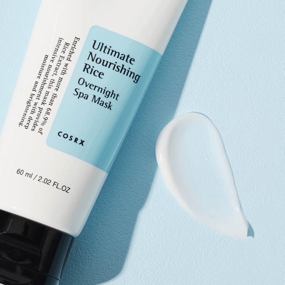 COSRX Rice Overnight Spa Mask krémová textúra s ryžovým extraktom, ktorá dodáva žiarivosť a jemnú pokožku cez noc