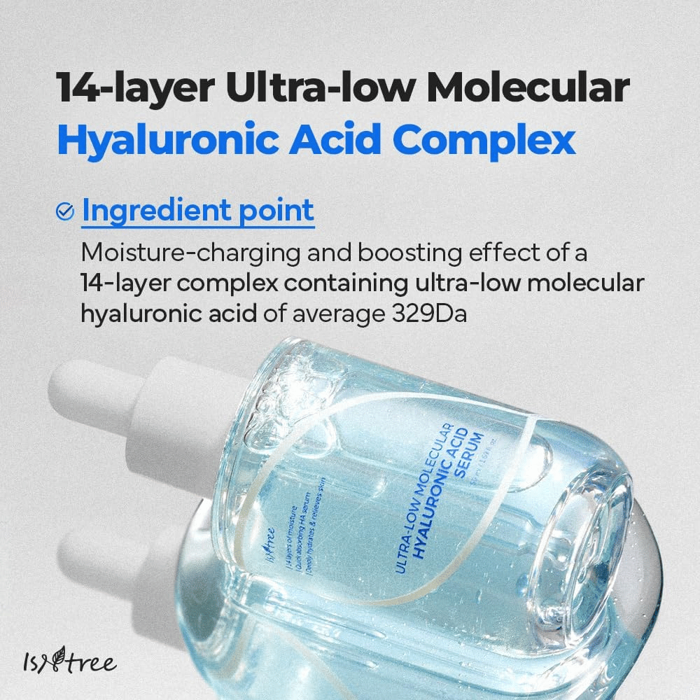 Isntree Ultra-Low Molecular Hyaluronic Acid Serum s ultra-nízkou molekulárnou kyselinou hyalurónovou, hydratačné pleťové sérum, ktoré poskytuje intenzívnu hĺbkovú hydratáciu.