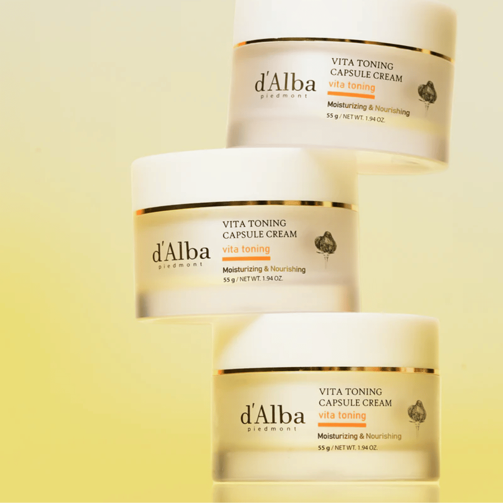 d'Alba Vita Toning Capsule Cream produktový obrázok – kórejský pleťový krém s vitamínovými kapsulami, ktoré pomáhajú zlepšiť jas a elasticitu pokožky.