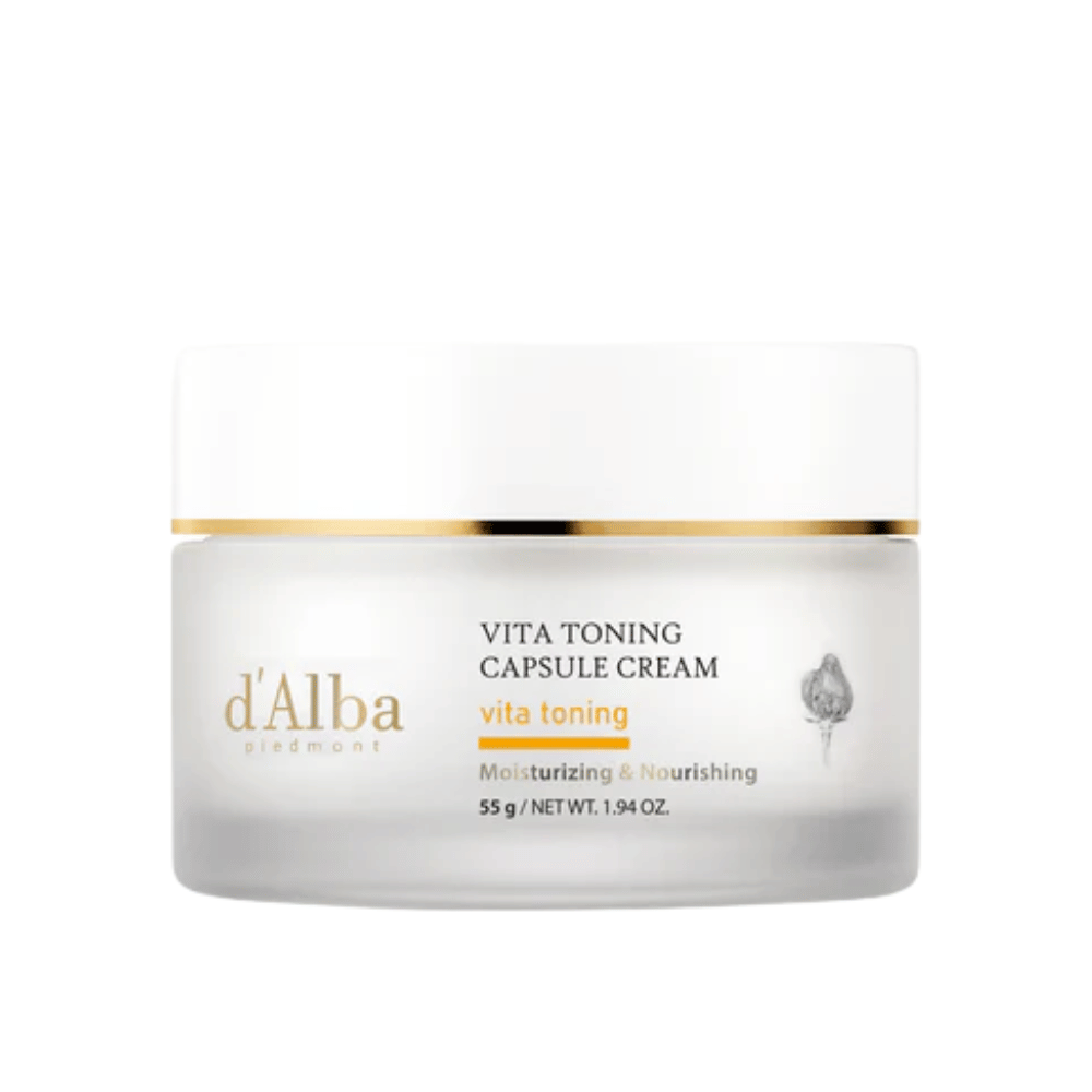 d'Alba Vita Toning Capsule Cream pleťový krém – kórejský glow krém s vitamínovými kapsulami, ktoré pomáhajú hydratovať pokožku a zabezpečiť rovnomernejší, žiarivejší tón pleti.