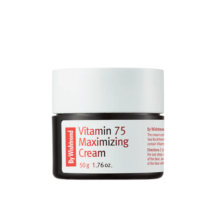 By Wishtrend Vitamin 75 Maximizing Cream krémová textúra v tégliku, ktorá sa rýchlo vstrebáva a hydratuje pokožku bez pocitu ťažkosti.