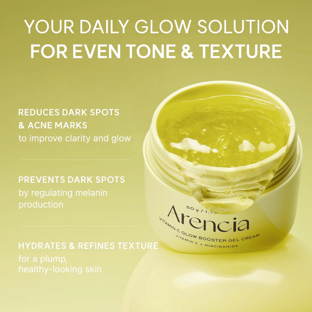 Arencia Vitamin C Glow Booster Gel Cream – gélový krém proti tmavým škvrnám, stopám po akné a nerovnomernému tónu pleti