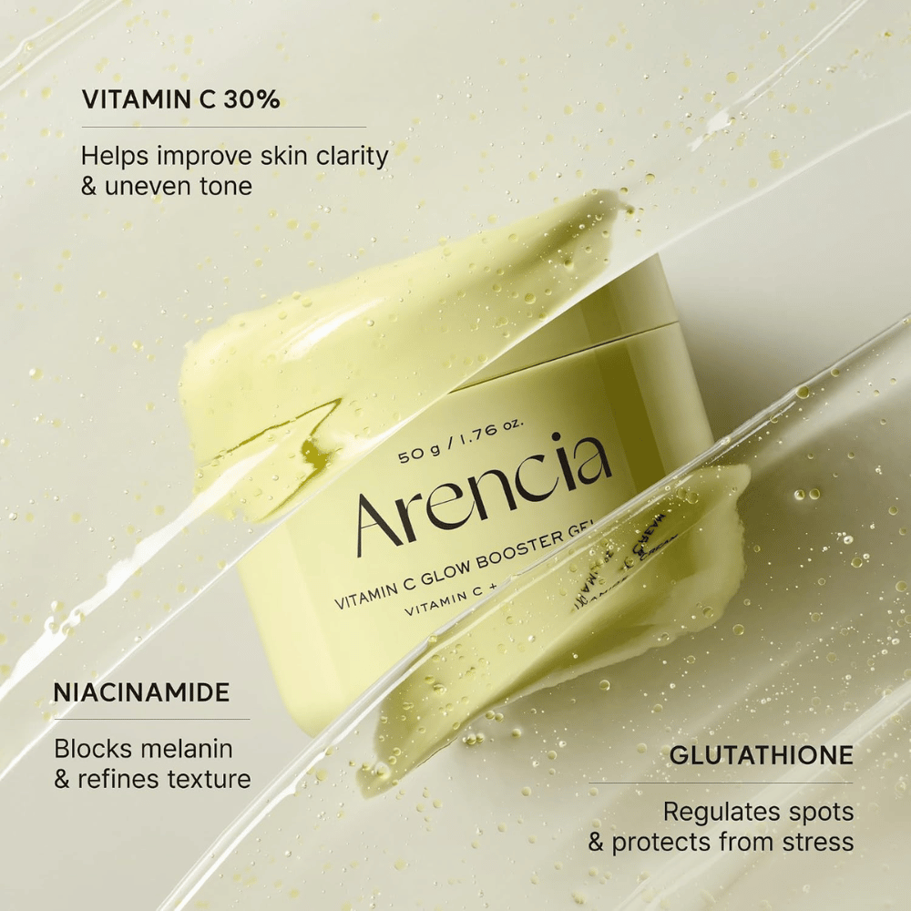 Arencia Vitamin C Glow Booster Gel Cream – s 30 % vitamínu C, niacínamidom a glutatiónom pre zjednotenejší tón pleti a jas