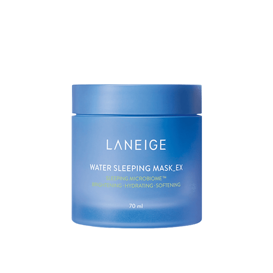 LANEIGE Water Sleeping Mask_EX v modrej nádobe s bielym a zeleným textom, na bielom pozadí.