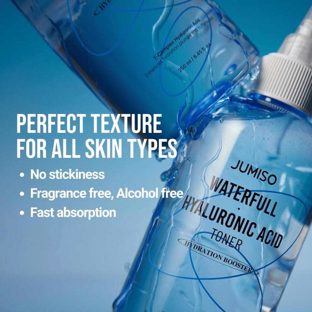 Jumiso Waterfull Hyaluronic Acid Toner – hydratačný toner s kyselinou hyalurónovou bez parfumov a alkoholu, rýchlo vstrebateľná pleťová voda pre všetky typy pleti