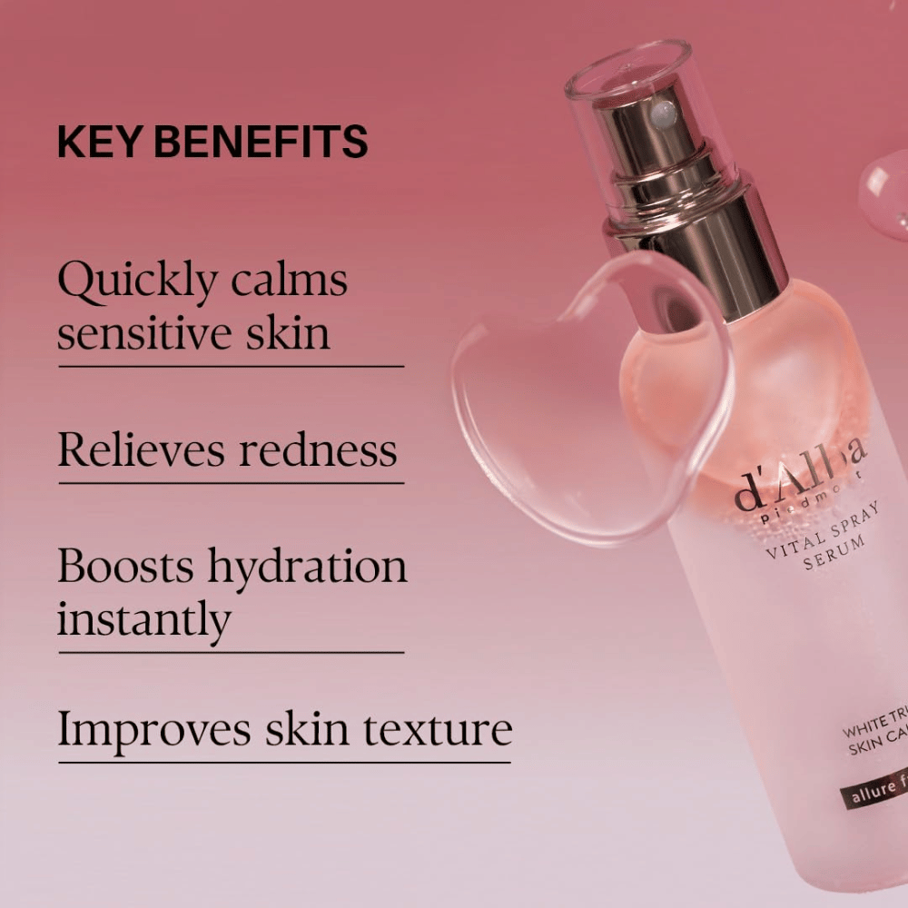 d'Alba White Truffle Vital Spray Serum – upokojujúca sérová hmla pre citlivú pleť, začervenanie a hydratáciu