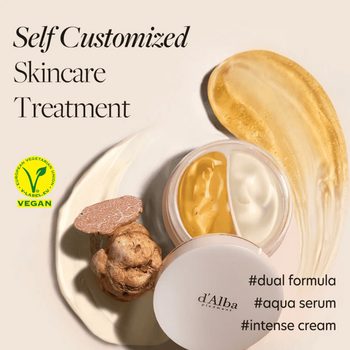 d'Alba White Truffle Double Serum & Cream je vegánsky produkt starostlivosti o pleť, ktorý ponúka osobnú skúsenosť so starostlivosťou o pleť. Má dvojitú formulu s aqua sérom a intenzívnym krémom, ideálny na hydratáciu a posilnenie pokožky.