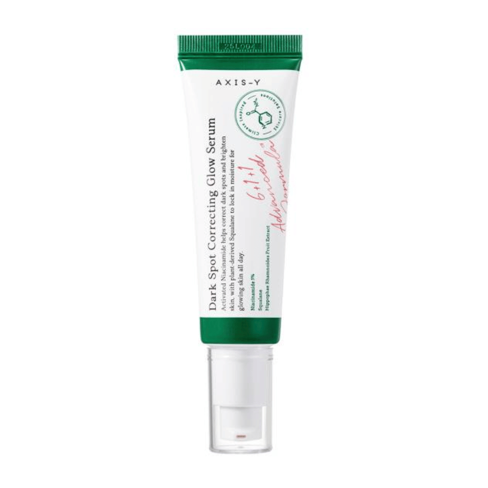Jedna tuba Dark Spot Correcting Glow Serum 50ml od AXIS - Y na bielom pozadí.