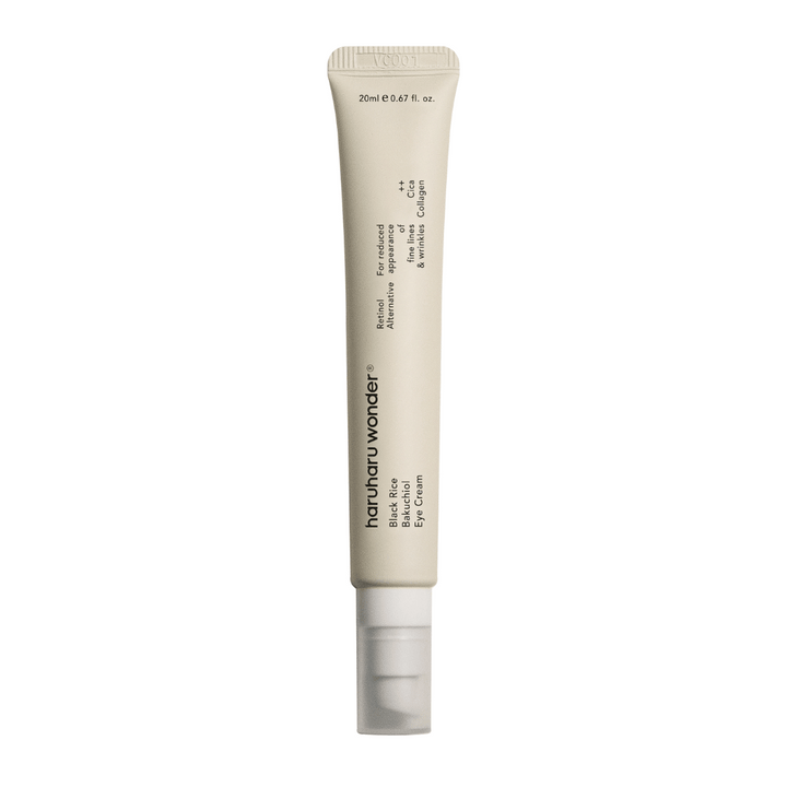 Tuba Haruharu Wonder Black Rice Bakuchiol Eye Cream 20ml na bielom pozadí na zníženie viditeľnosti jemných liniek a vrások.