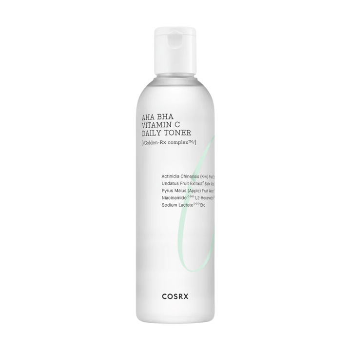 Fľaša COSRX Refresh AHA BHA Vitamin C Daily Toner 150ml na bielom pozadí.