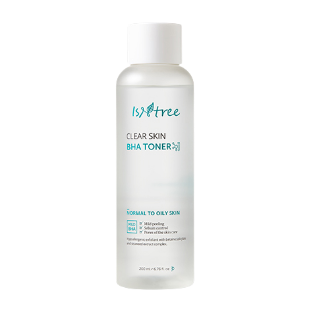 Fľaša Isntree Clear Skin BHA Toner 200ml na bielom pozadí.