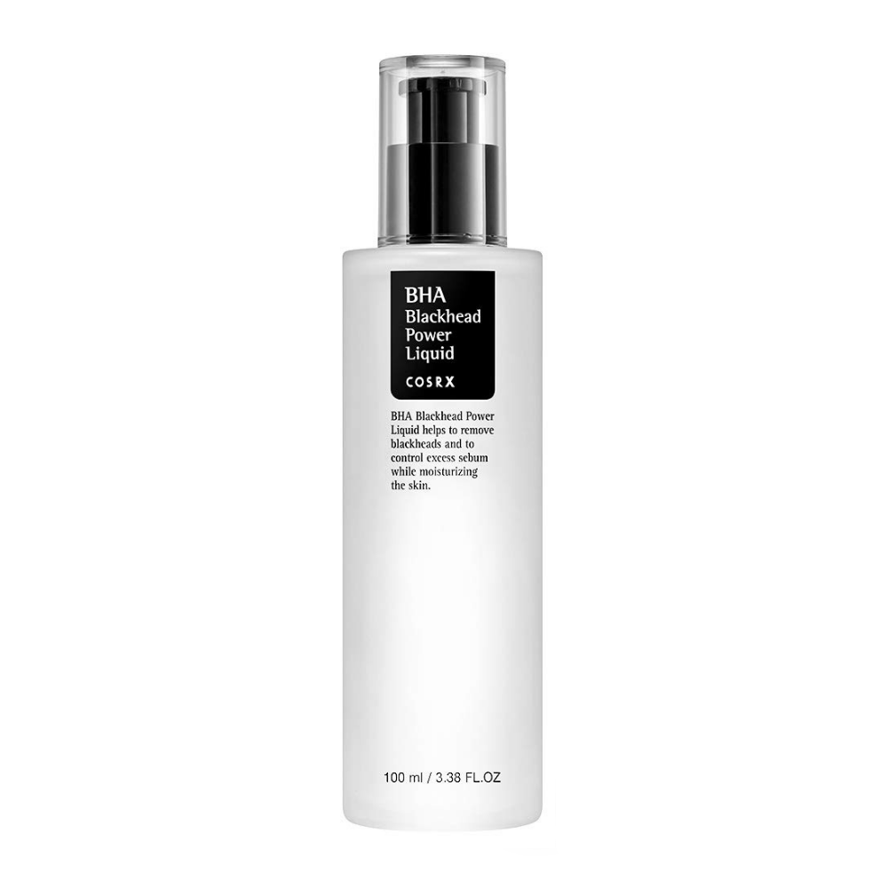 Fľaša COSRX BHA Blackhead Power Liquid 100ml na bielom pozadí.