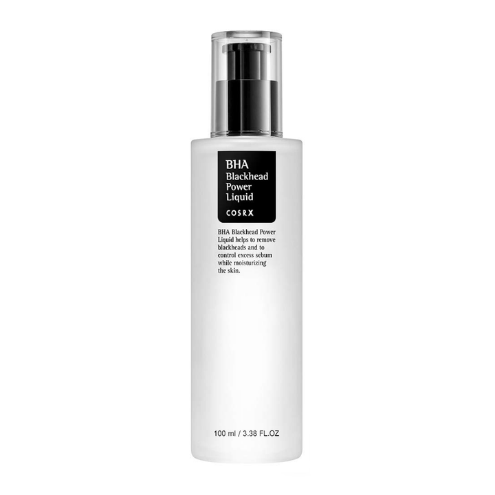 Fľaša COSRX BHA Blackhead Power Liquid 100ml na bielom pozadí.